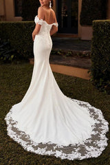 Lace Sweep Train Modern Beach Wedding Dress