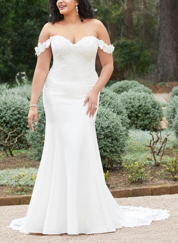 Lace Sweep Train Modern Beach Wedding Dress