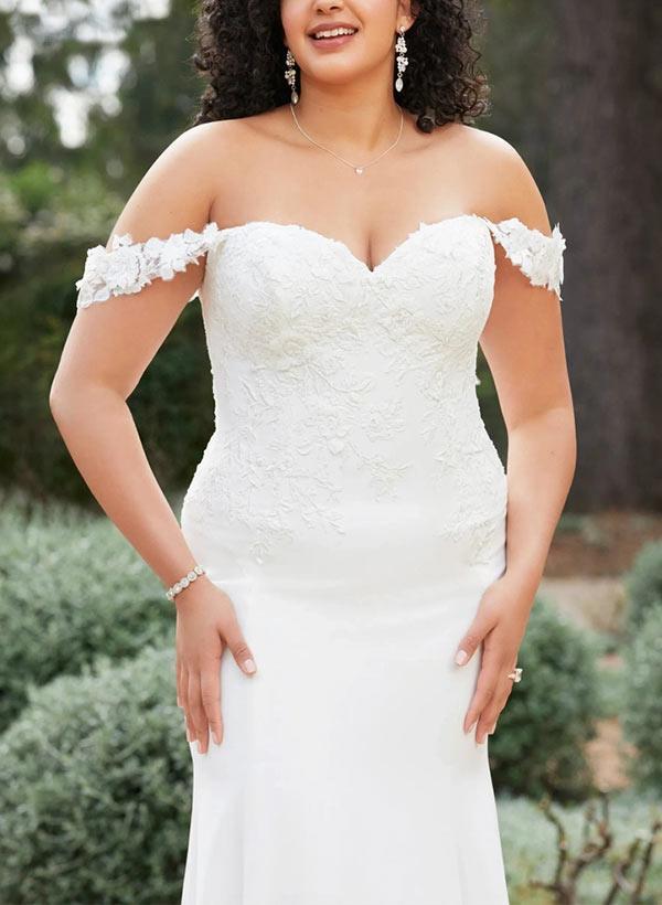 Lace Sweep Train Modern Beach Wedding Dress