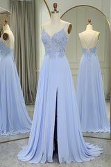 Lavender Prom Dress A Line Long Evening Dress With Slit