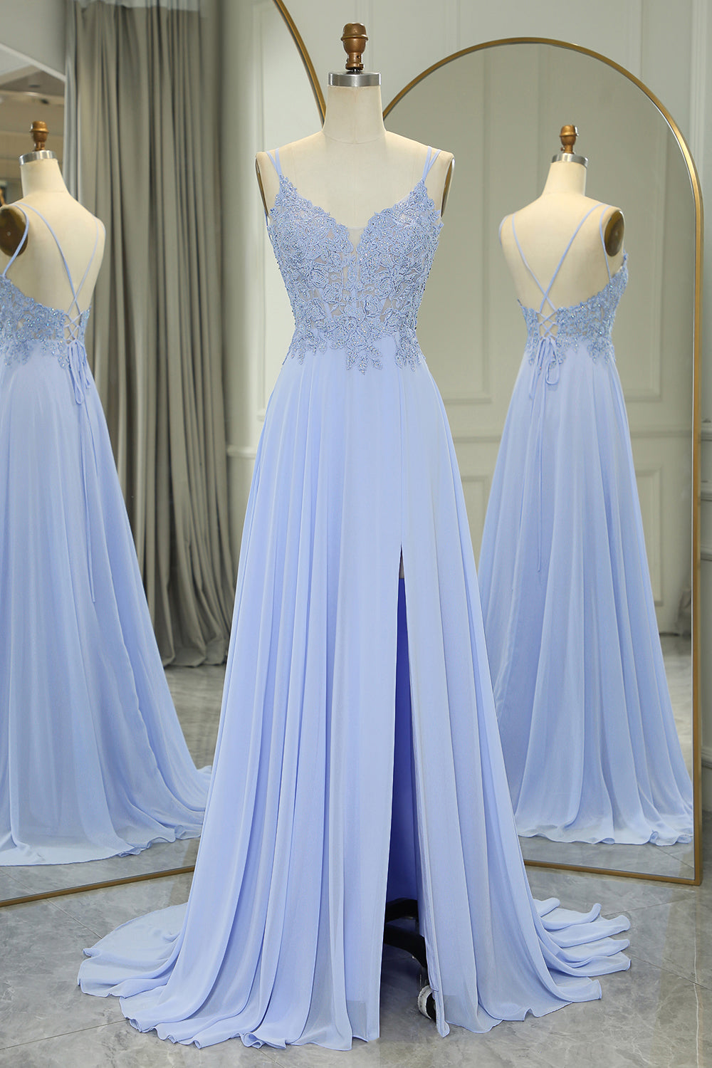 Lavender Prom Dress A Line Long Evening Dress With Slit