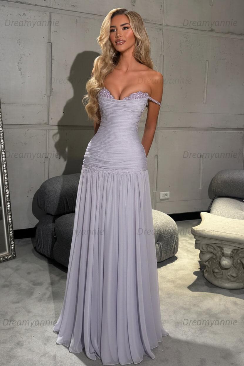 Mint Green Off The Shoulder Prom Dress A Line Formal Evening Gown