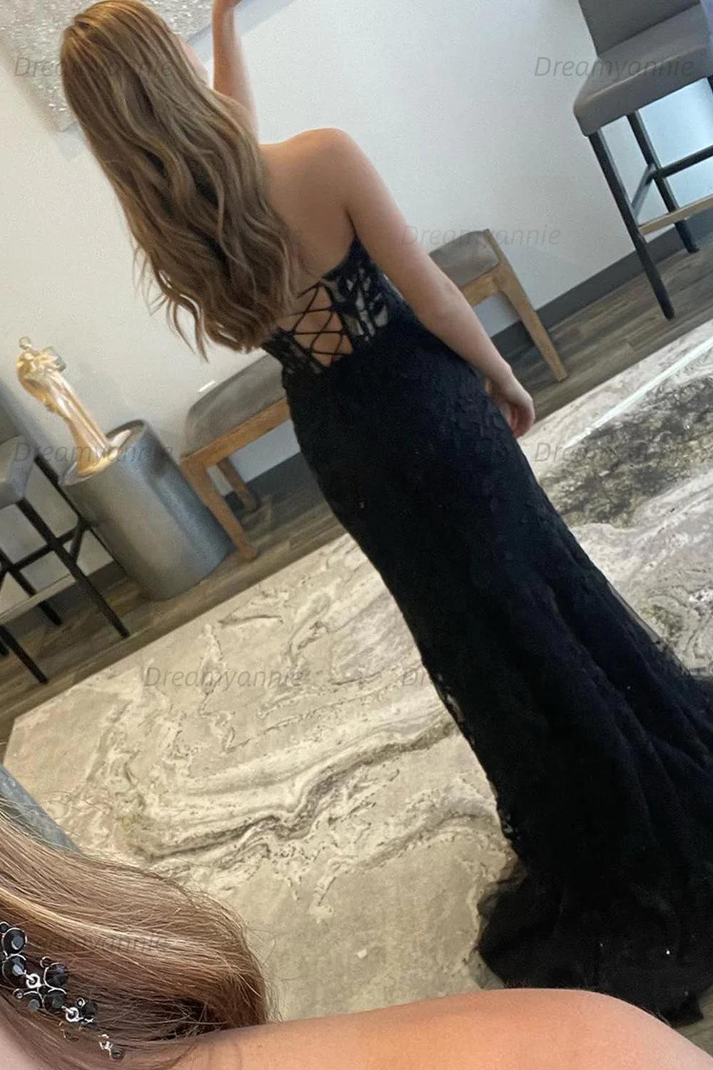 Light Blue Prom Dress Mermaid Sweetheart Corset Long Laced Evening Dress with Slit
