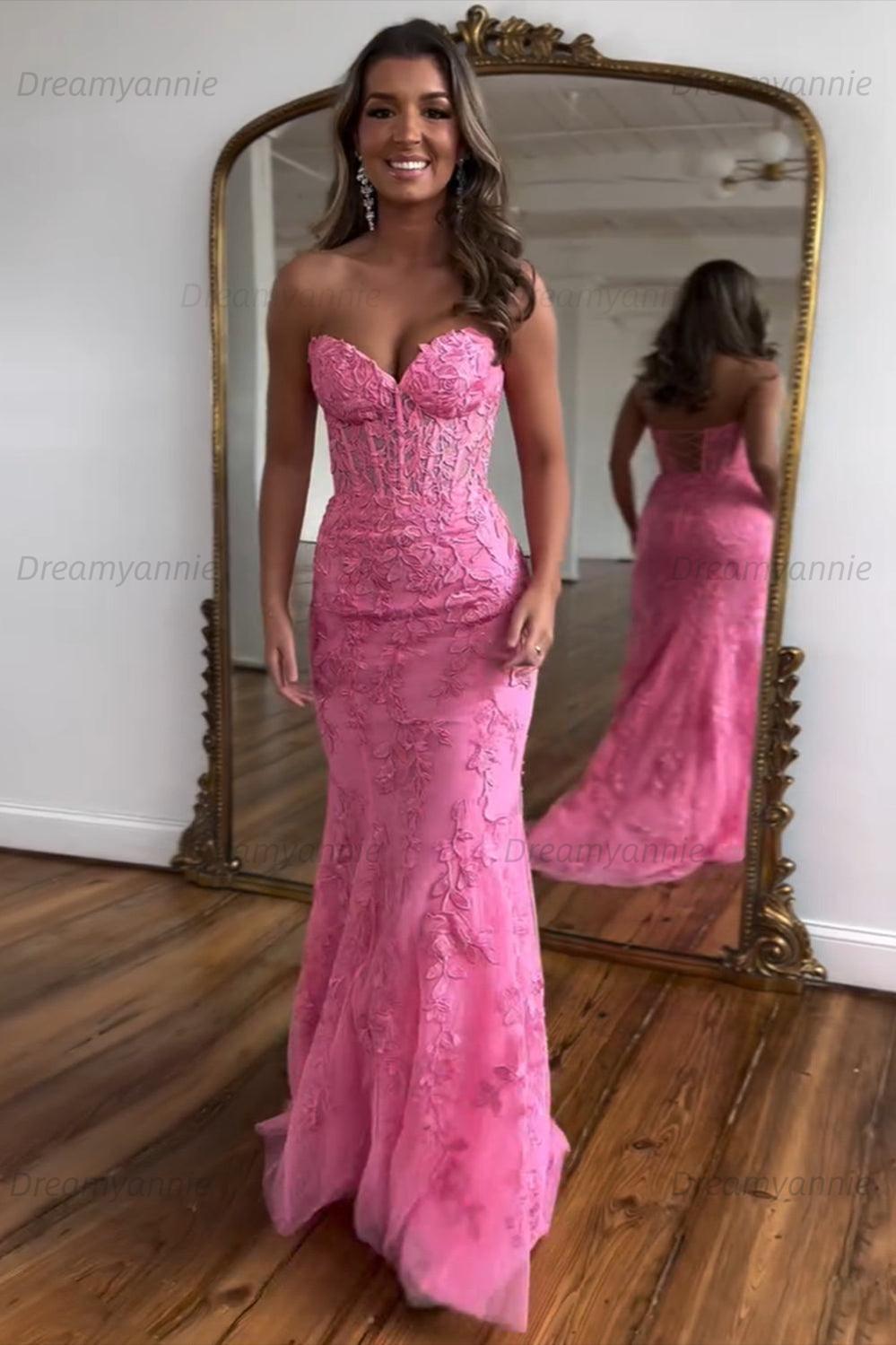Mermaid Prom Dress Purple Sweetheart Evening Dress With Appliques
