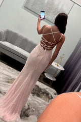 Light Pink Prom Dress Corset Long Formal Dress With 3D Flowers