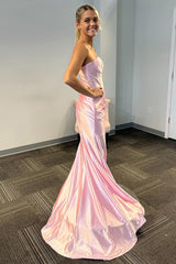 Light Pink Prom Dress Mermaid Sweetheart Long Evening Dress With Slit