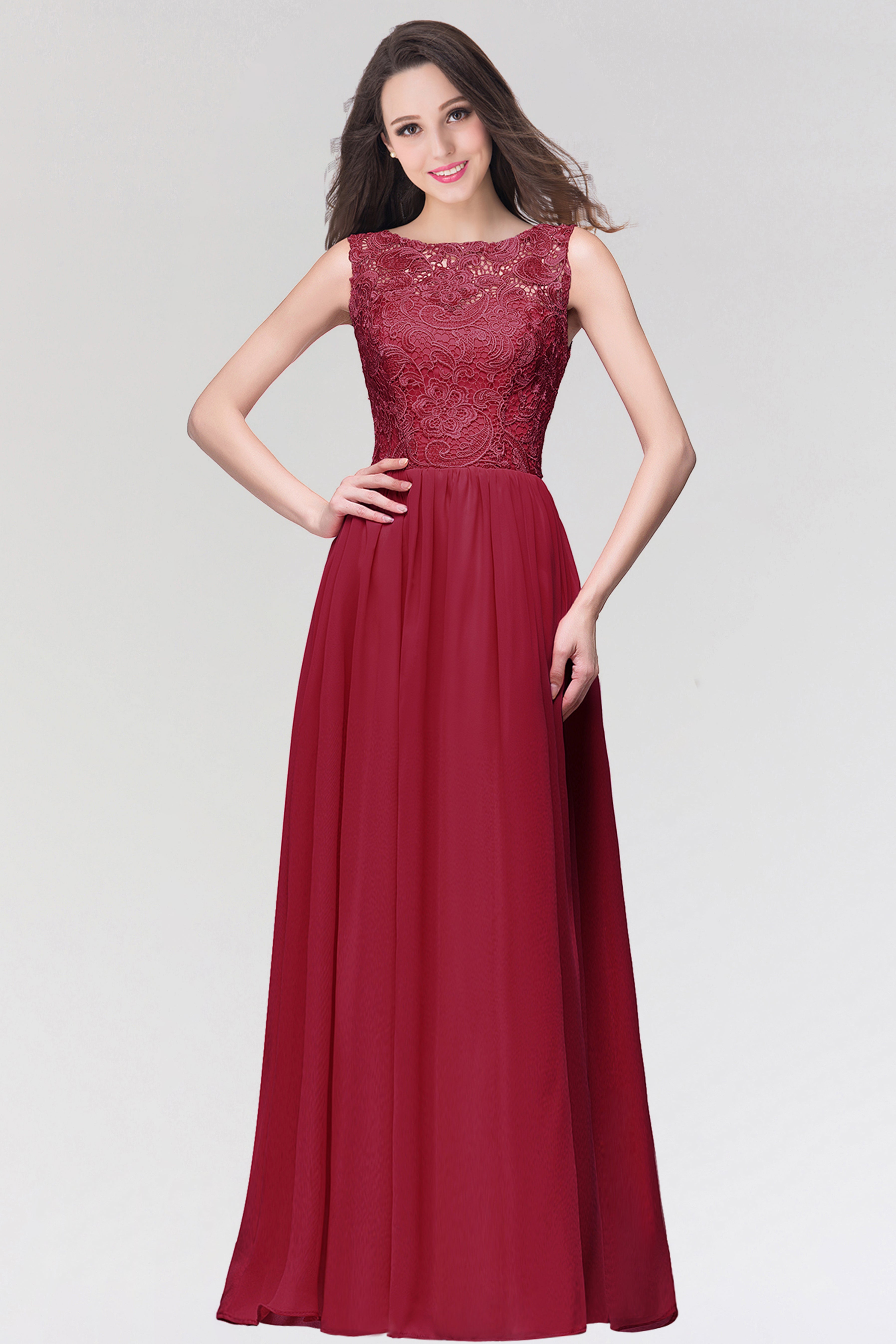 Lilac Bridesmaid Dress Sleeveless Lace Chiffon Evening Dress