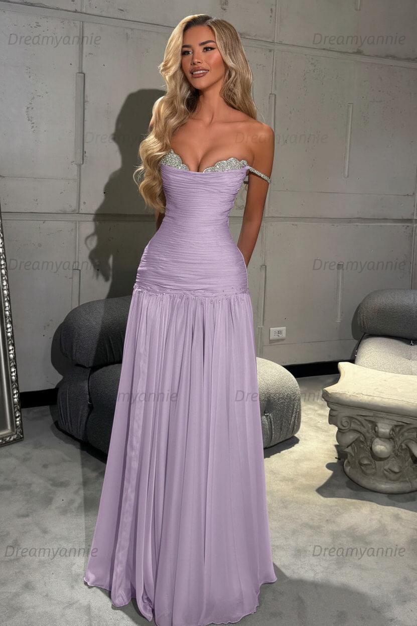 Mint Green Off The Shoulder Prom Dress A Line Formal Evening Gown