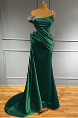 Long Off the Shoulder Ruffles Mermaid Evening Dress with Beads
