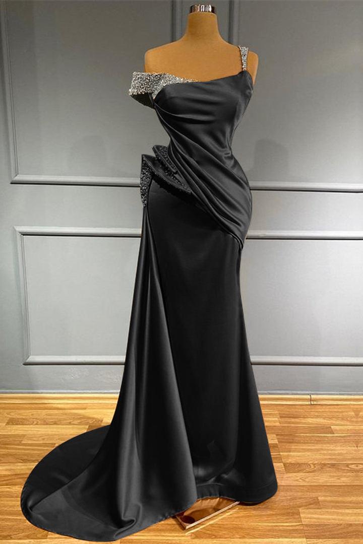 Long Off the Shoulder Ruffles Mermaid Evening Dress with Beads