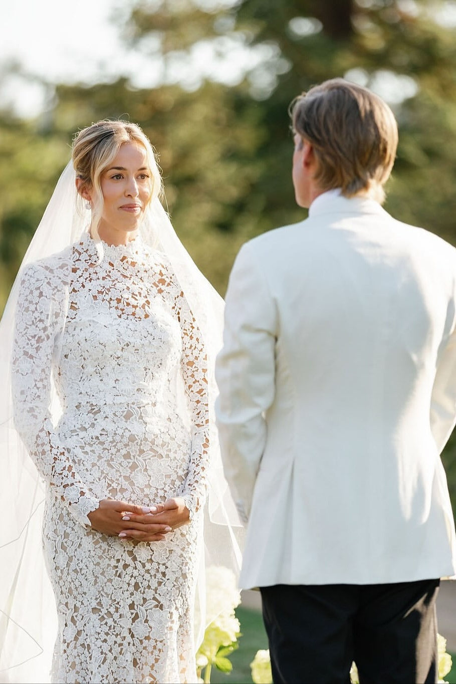 Long Sleeve Beach Wedding Dress Lace High Neck Mermaid Bridal Gown