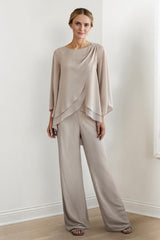 Long-Sleeve Chiffon Pantsuit for the Mother of the Bride