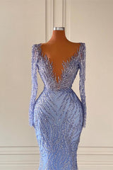 Long Sleeve Evneing Dress Sequin Mermaid Formal Dress