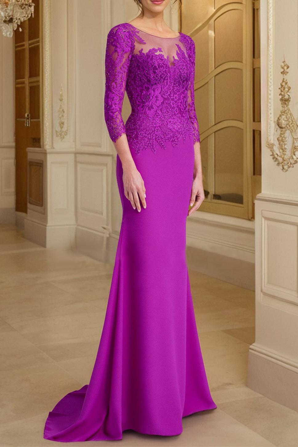 Long-Sleeved Lace Mother of the Bride Dresses in Trumpet/Mermaid Silhouette