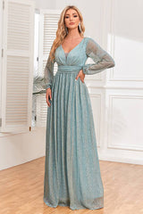 Long Sleeves Mother of the Bride Dress A Line Tulle Wedding Guest Dress