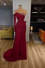 Long Sleeves Strapless Orange Sequined Long Prom Dress