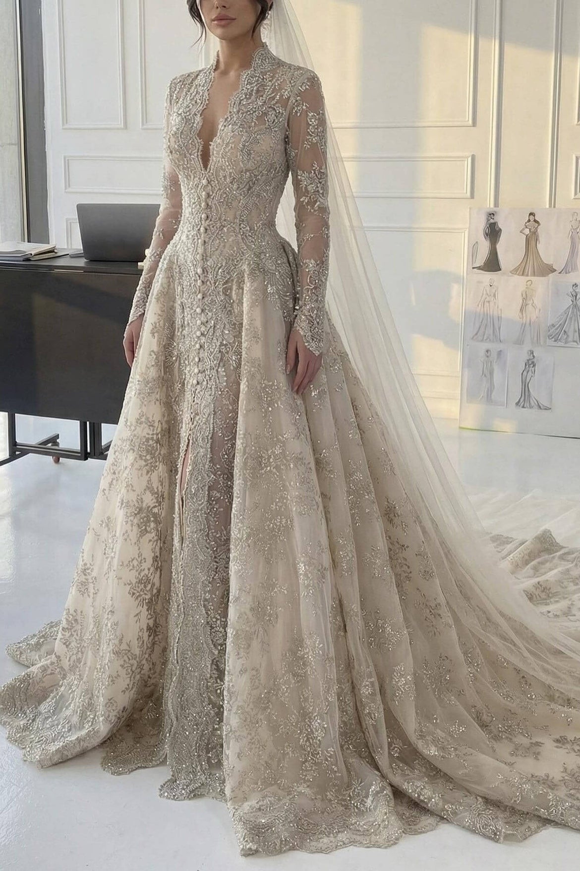 long sleeve lace wedding dress uk Dreamyannie UK Long Sleeve Wedding Dresses