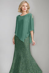 Luxurious Floor-Length Chiffon Mother of the Bride Dress with Scoop Neck and Beading Sequins