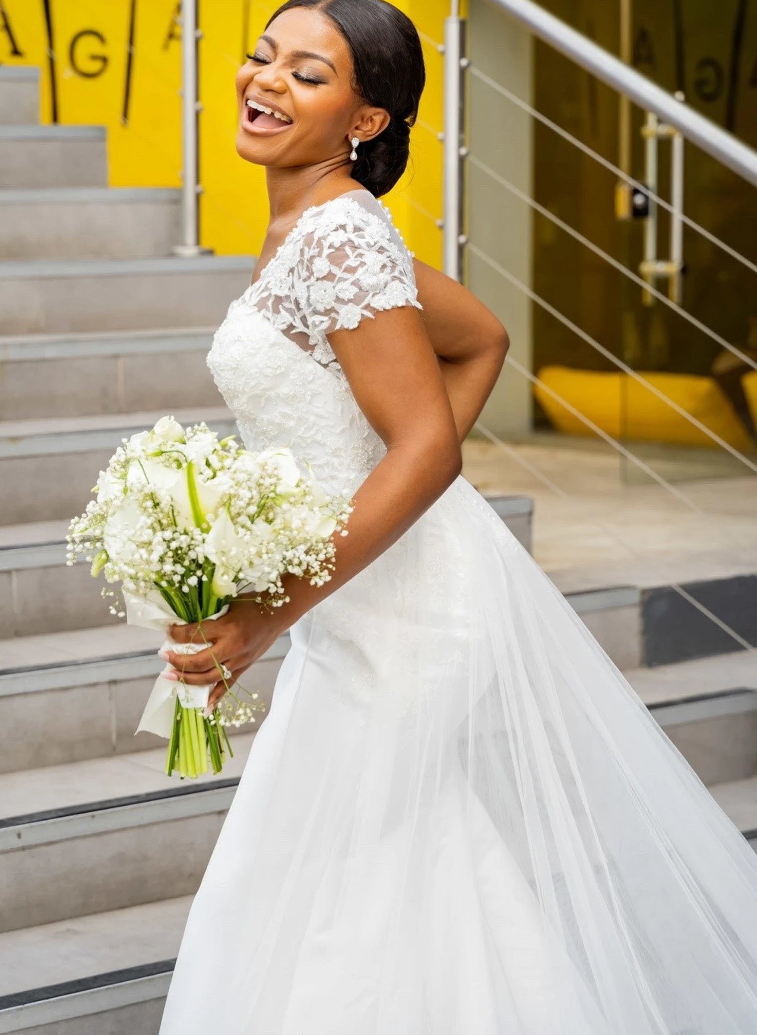 Luxurious Lace Mermaid Wedding Dress Tulle Bridal Dress With Panel Train