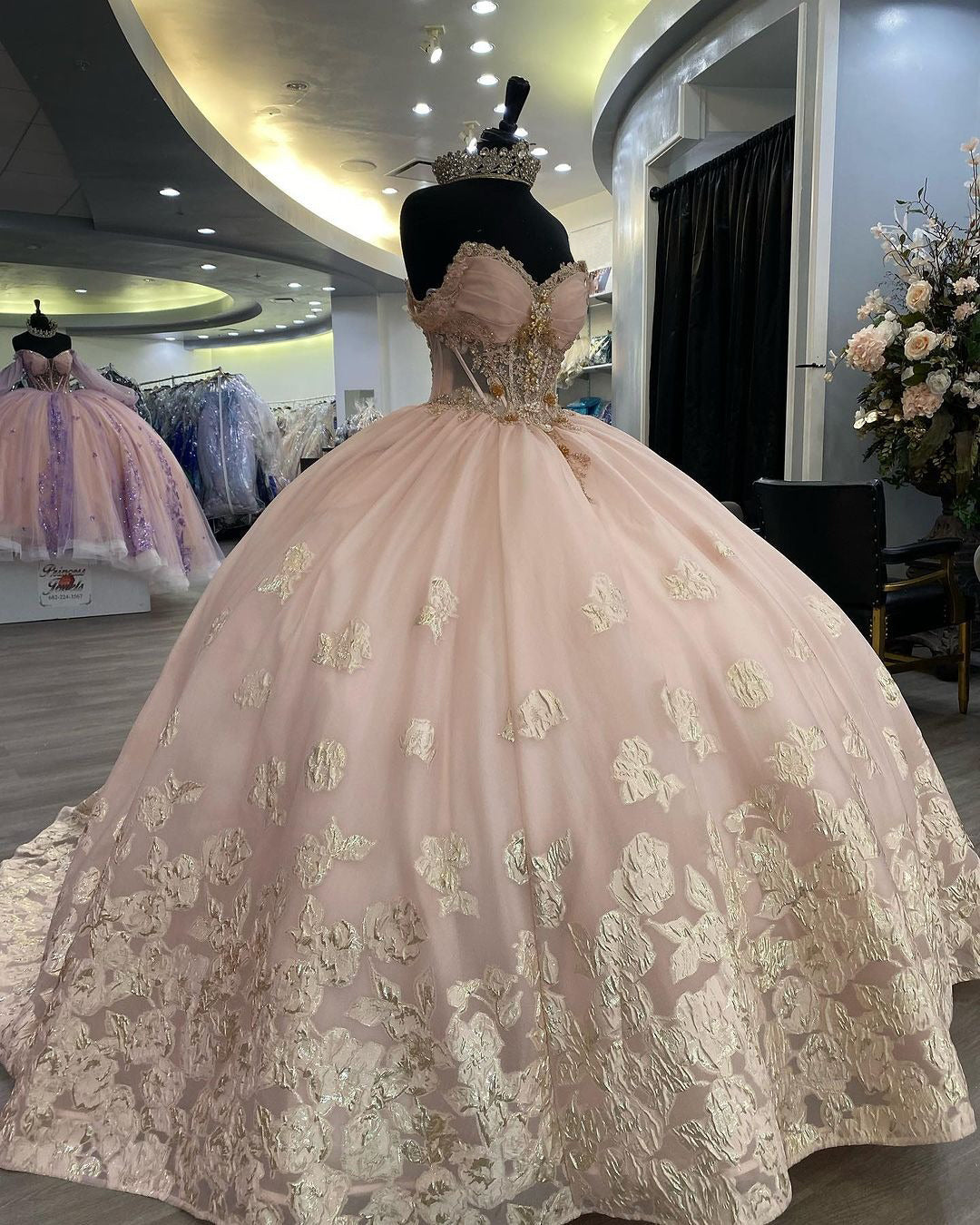 Dreamyannie UK Luxury Ball Gown Sweetheart Neck Off Shoulder Lace Appliques  Beaded Pink Tulle Quinceanera Dress Princess Prom Party Gown For Sweet 16