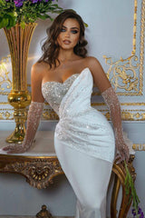 Luxury Satin/Sequined Wedding Dresses with Detachable Trumpet/Mermaid Sweetheart Silhouette