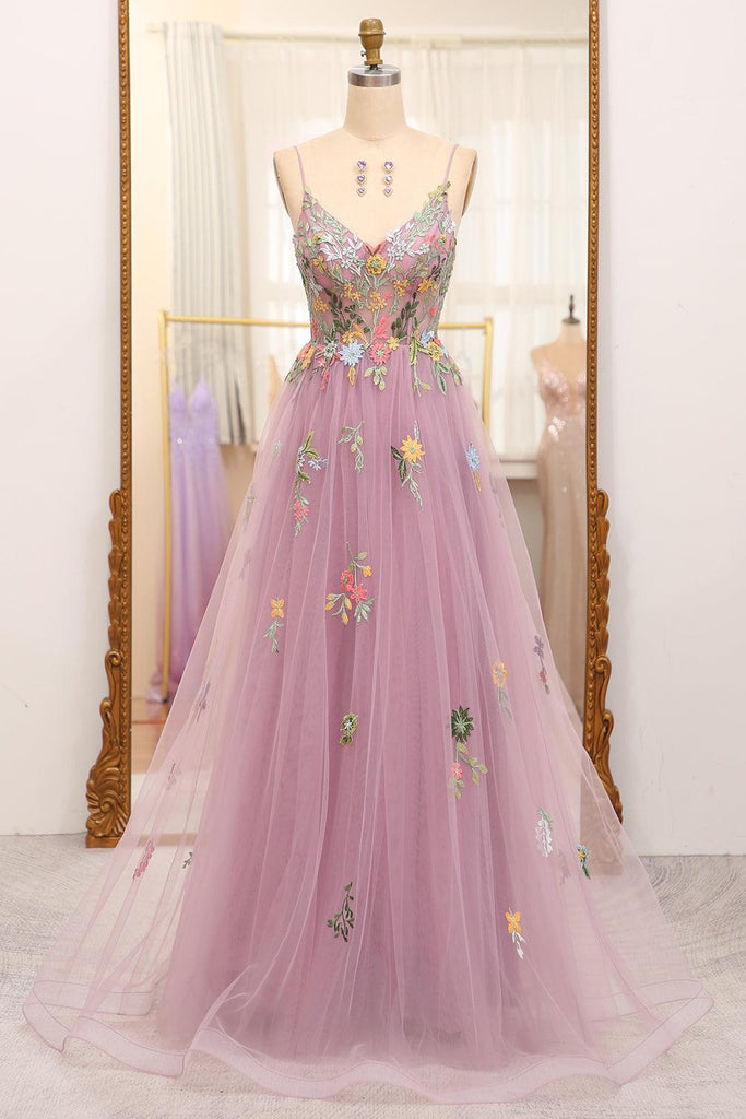 chinese dress ladies Mauve Lace Applique Tulle A-Line Gown by Cinderella Couture USA AS8031   Ariststyles