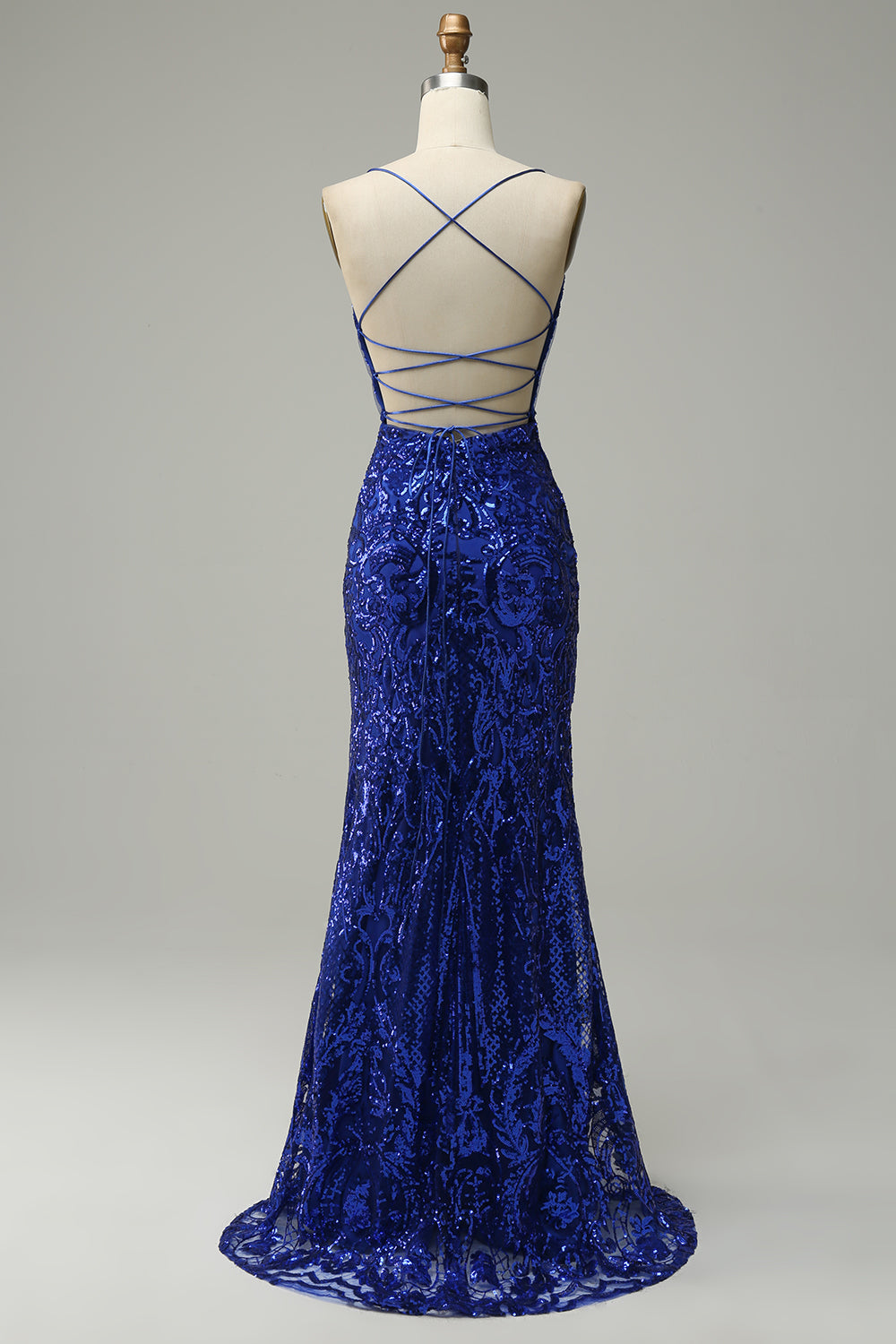Mermaid Backless Hot Pink Prom Dress Sequined Long Evening Dress