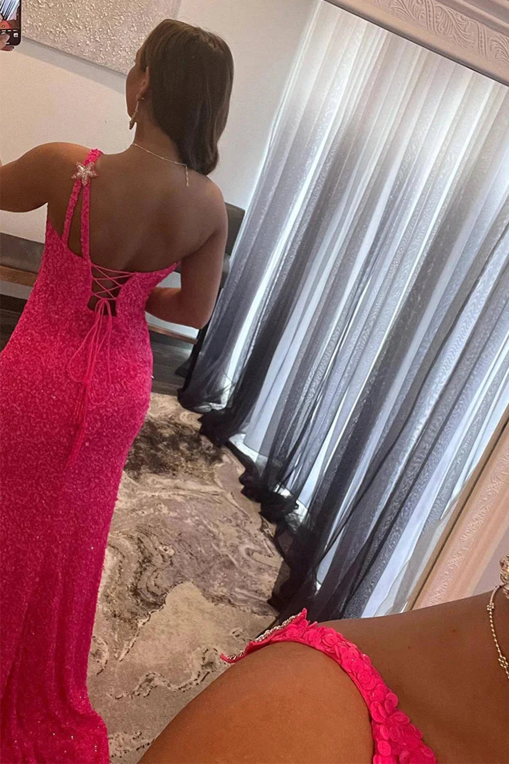 Mermaid Black Prom Dress Stars Sequined Evening Dress