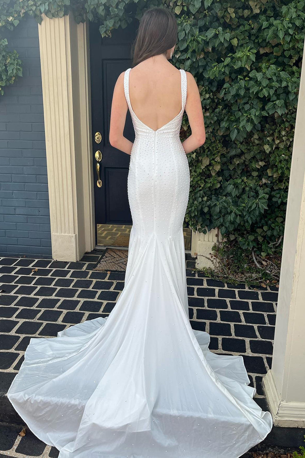 Orange Prom Dress Beaded Mermaid Long Evening Dress