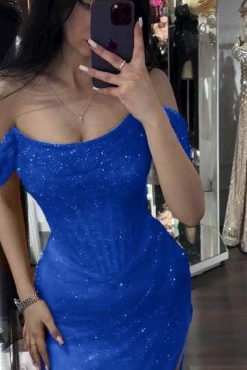 Mermaid Prom Dress Sequined Off the Shoulder Evening Dress