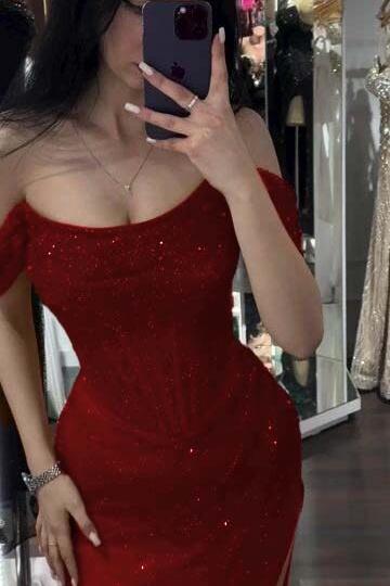 Mermaid Prom Dress Sequined Off the Shoulder Evening Dress