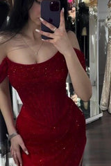 Mermaid Prom Dress Sequined Off the Shoulder Evening Dress