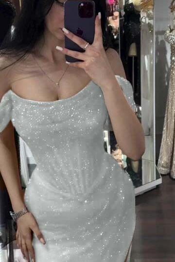 Mermaid Prom Dress Sequined Off the Shoulder Evening Dress