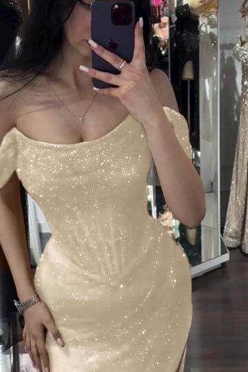 Mermaid Prom Dress Sequined Off the Shoulder Evening Dress