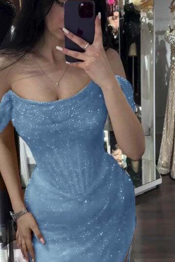 Mermaid Prom Dress Sequined Off the Shoulder Evening Dress