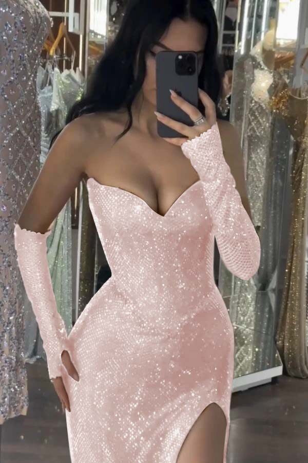 Mermaid Prom Dress Sleeveless Sequined Sweetheart Evening Dress