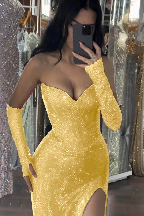 Mermaid Prom Dress Sleeveless Sequined Sweetheart Evening Dress