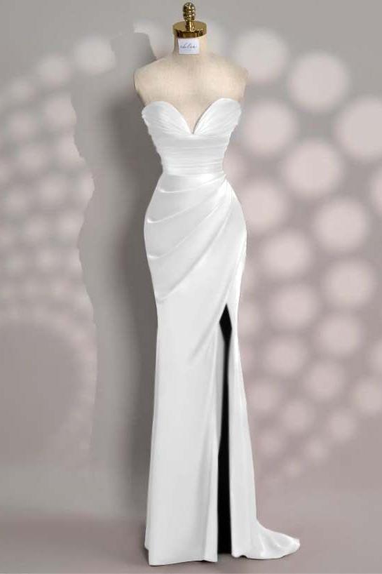 Mermaid Prom Dress Sleeveless Sweetheart Satin Evening Dress