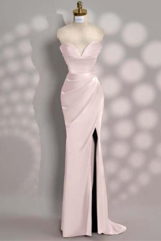 Mermaid Prom Dress Sleeveless Sweetheart Satin Evening Dress
