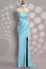 Mermaid Prom Dress Sleeveless Sweetheart Satin Evening Dress