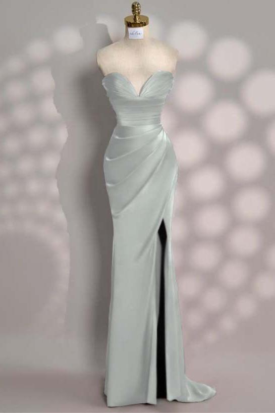 Mermaid Prom Dress Sleeveless Sweetheart Satin Evening Dress