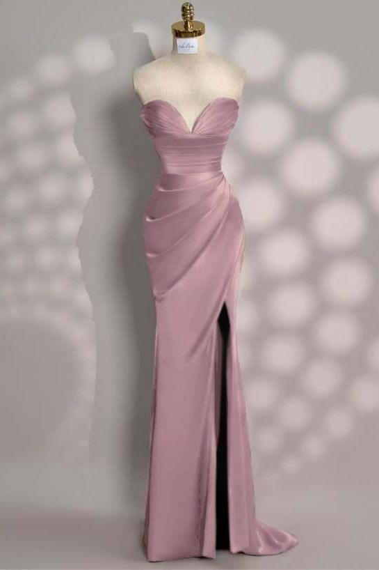 Mermaid Prom Dress Sleeveless Sweetheart Satin Evening Dress