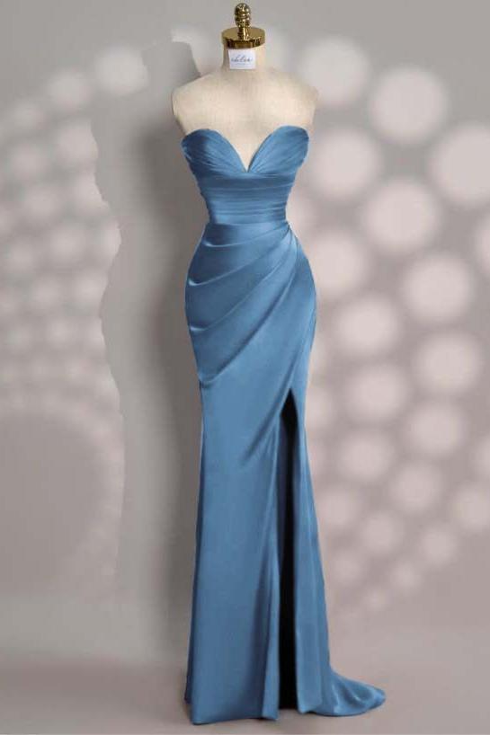 Mermaid Prom Dress Sleeveless Sweetheart Satin Evening Dress
