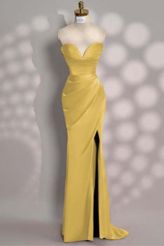 Mermaid Prom Dress Sleeveless Sweetheart Satin Evening Dress