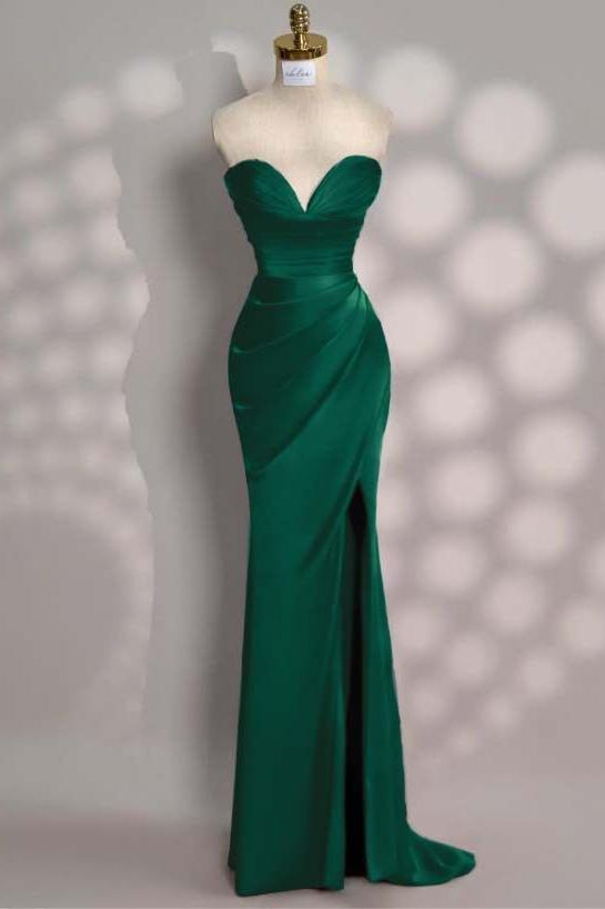 Mermaid Prom Dress Sleeveless Sweetheart Satin Evening Dress