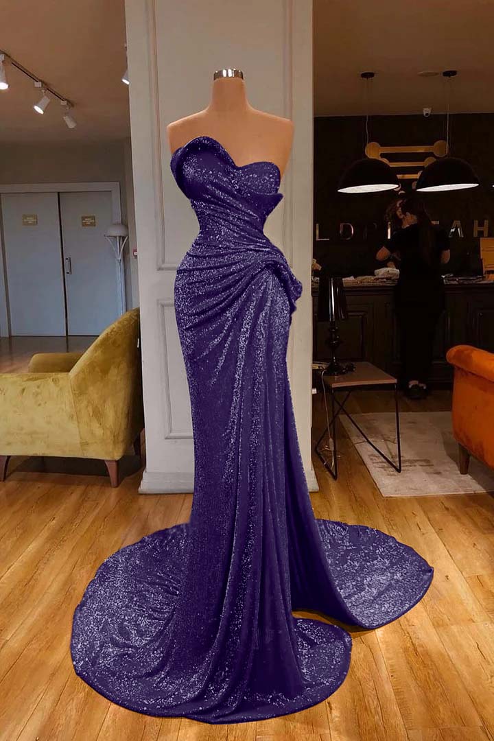 Mermaid Prom Dress Sleeveless Sweetheart Sequined Evening Dress
