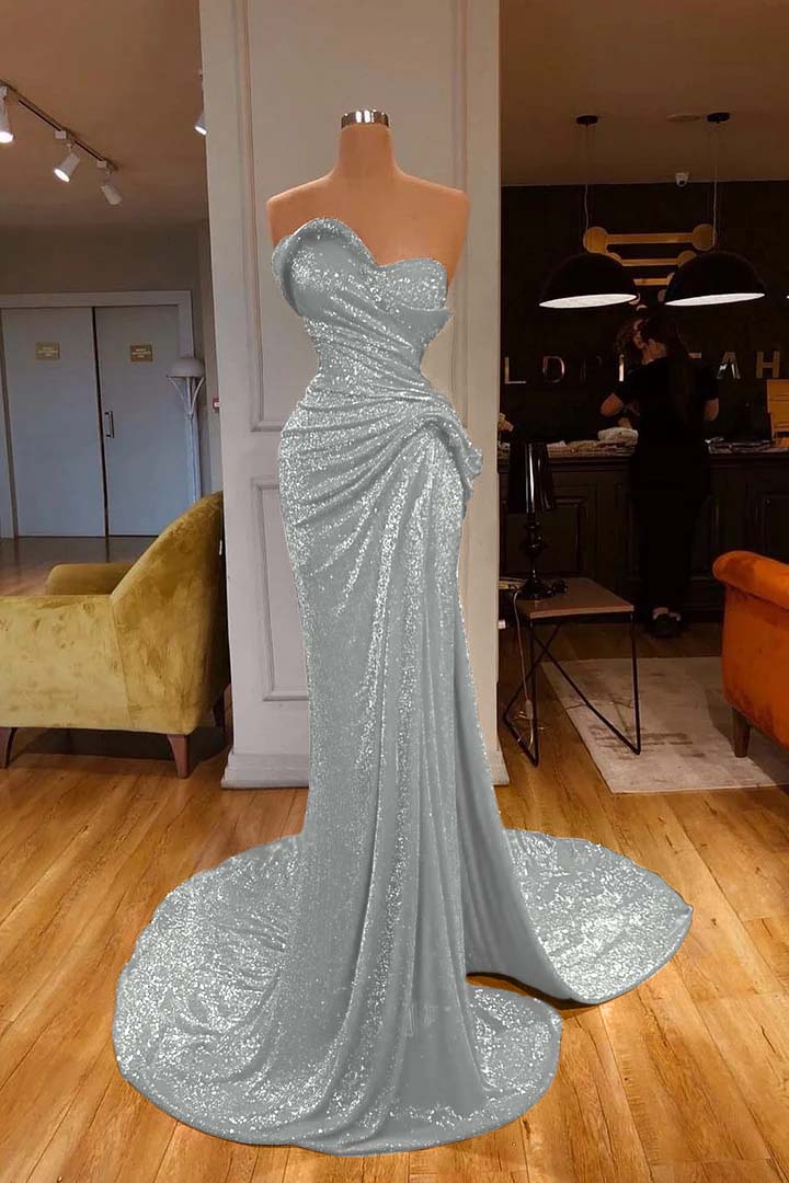 Mermaid Prom Dress Sleeveless Sweetheart Sequined Evening Dress