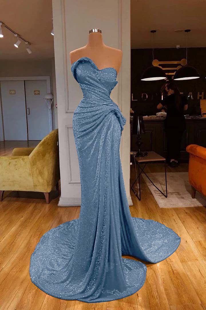 Mermaid Prom Dress Sleeveless Sweetheart Sequined Evening Dress