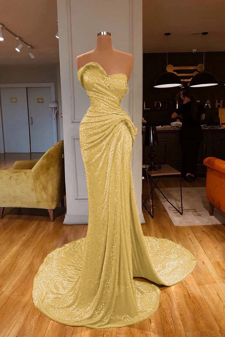 Mermaid Prom Dress Sleeveless Sweetheart Sequined Evening Dress