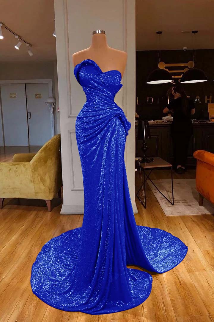 Mermaid Prom Dress Sleeveless Sweetheart Sequined Evening Dress